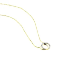 ABSOLU Damen Collier Gold Bicolor 375 (9 Karat) Diamant Weiß 0,07 ct Kreis