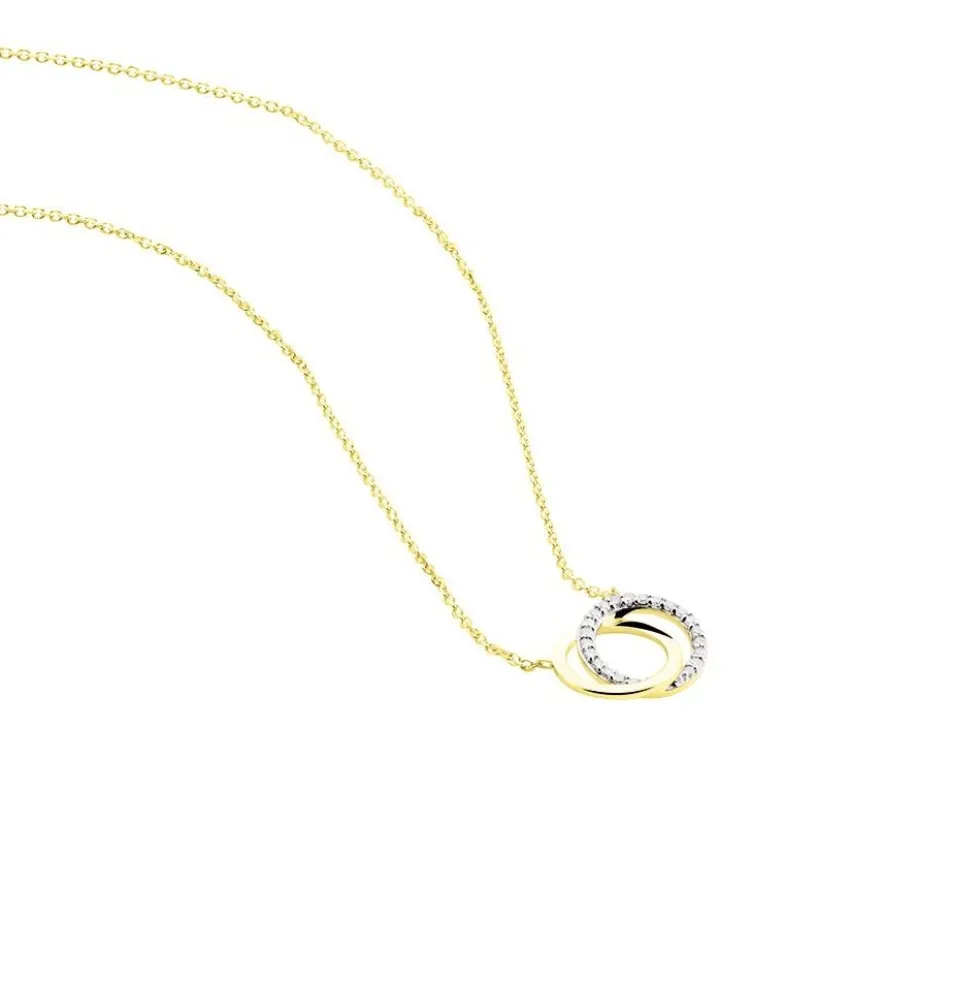 ABSOLU Damen Collier Gold Bicolor 375 (9 Karat) Diamant Weiß 0,07 ct Kreis