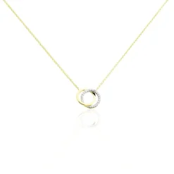 ABSOLU Damen Collier Gold Bicolor 375 (9 Karat) Diamant Weiß 0,07 ct Kreis