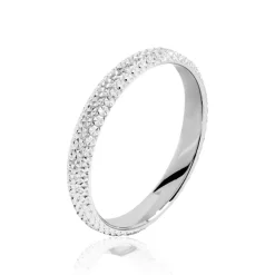 Alliance Multi Facettes Diamantee Ruban Plat Or Blanc