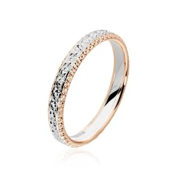 Alliance Multi Facettes Diamantee Demi Jonc Classique Or Bicolore