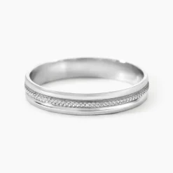 Alliance Perlee Ruban Plat Or Blanc