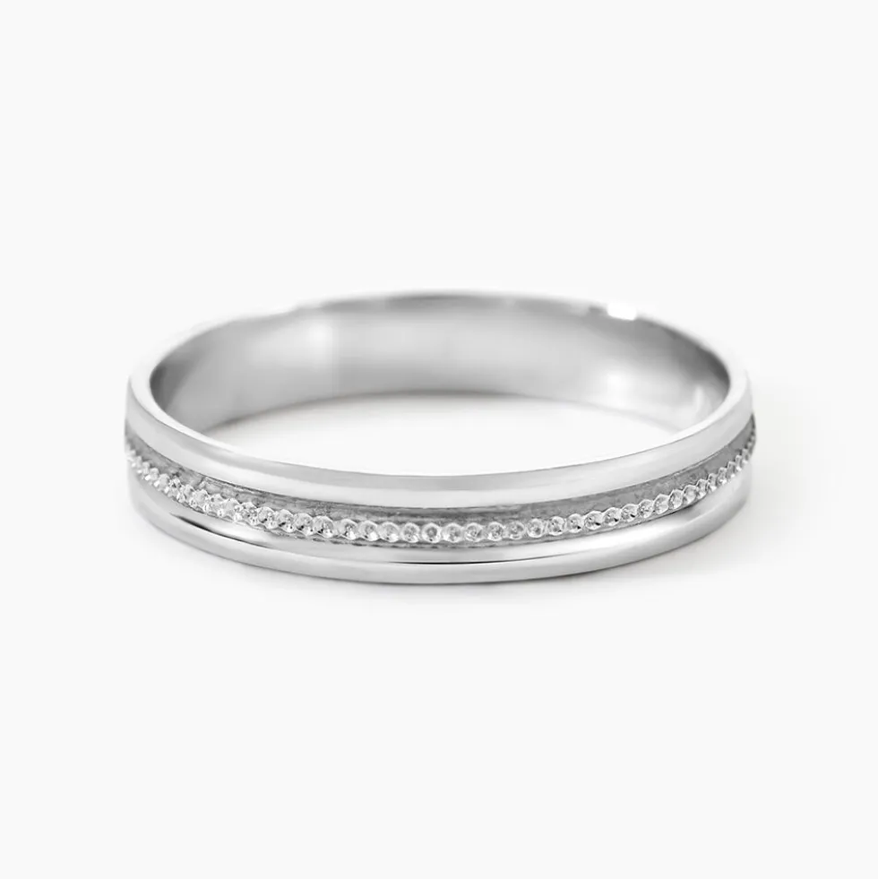 Alliance Perlee Ruban Plat Or Blanc