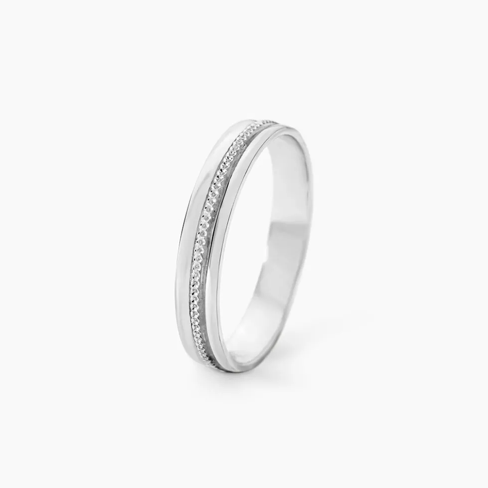 Alliance Perlee Ruban Plat Or Blanc