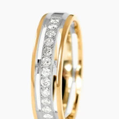 Alliance Serti Grains Ajoures Or Bicolore Diamant
