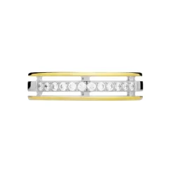 Alliance Serti Grains Ajoures Or Bicolore Diamant