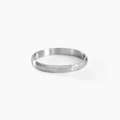Alliance Soriya Demi Jonc Classique Argent Blanc