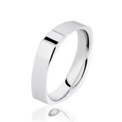 Alliance Carree Polie Or Blanc