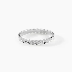 Alliance Dentelle 2 Rangs Diamantee Or Blanc