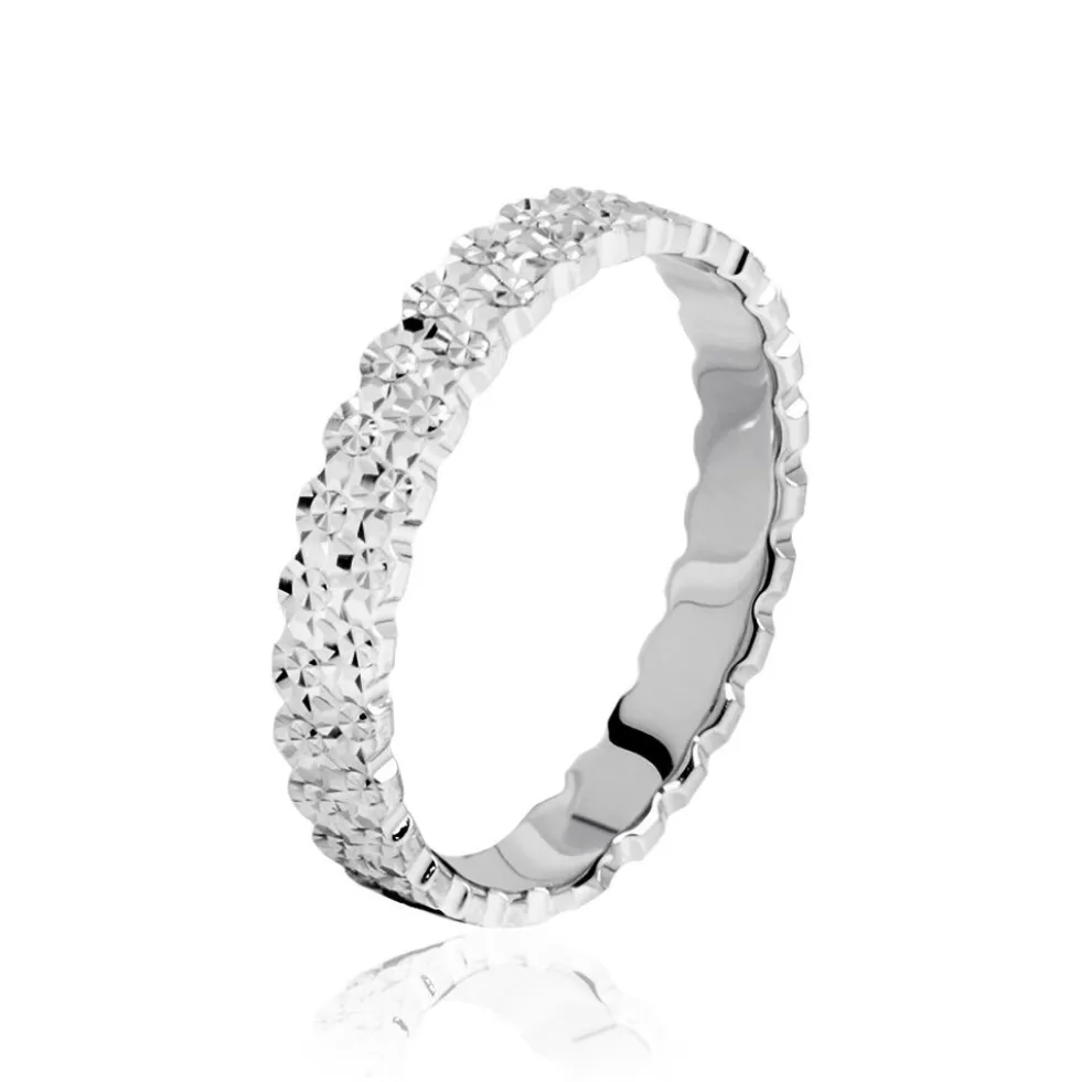 Alliance Dentelle 2 Rangs Diamantee Or Blanc
