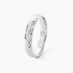 Alliance Fantaisie Diamantee Ruban Plat Or Blanc