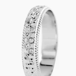 Alliance Fantaisie Diamantee Ruban Plat Or Blanc