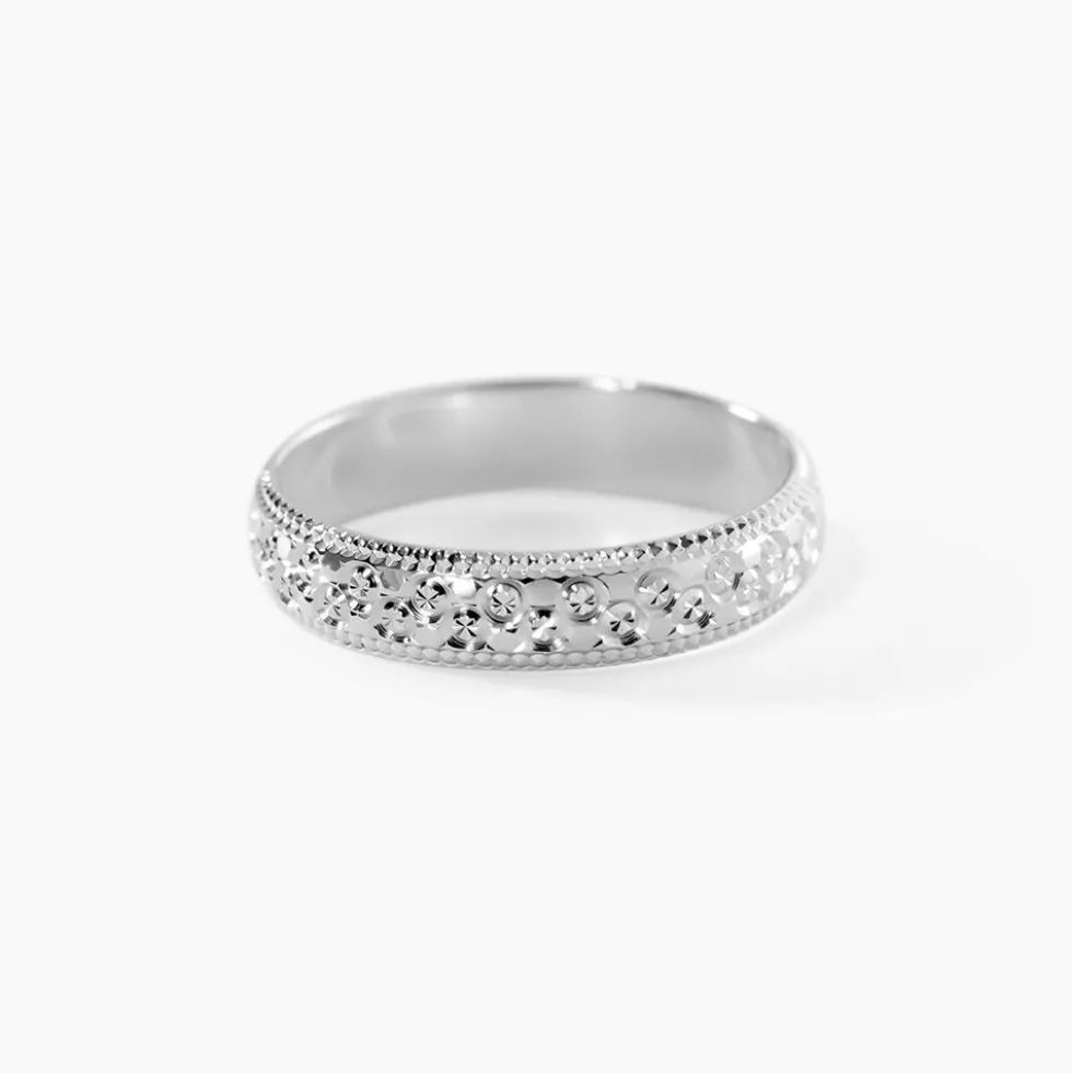 Alliance Fantaisie Diamantee Ruban Plat Or Blanc