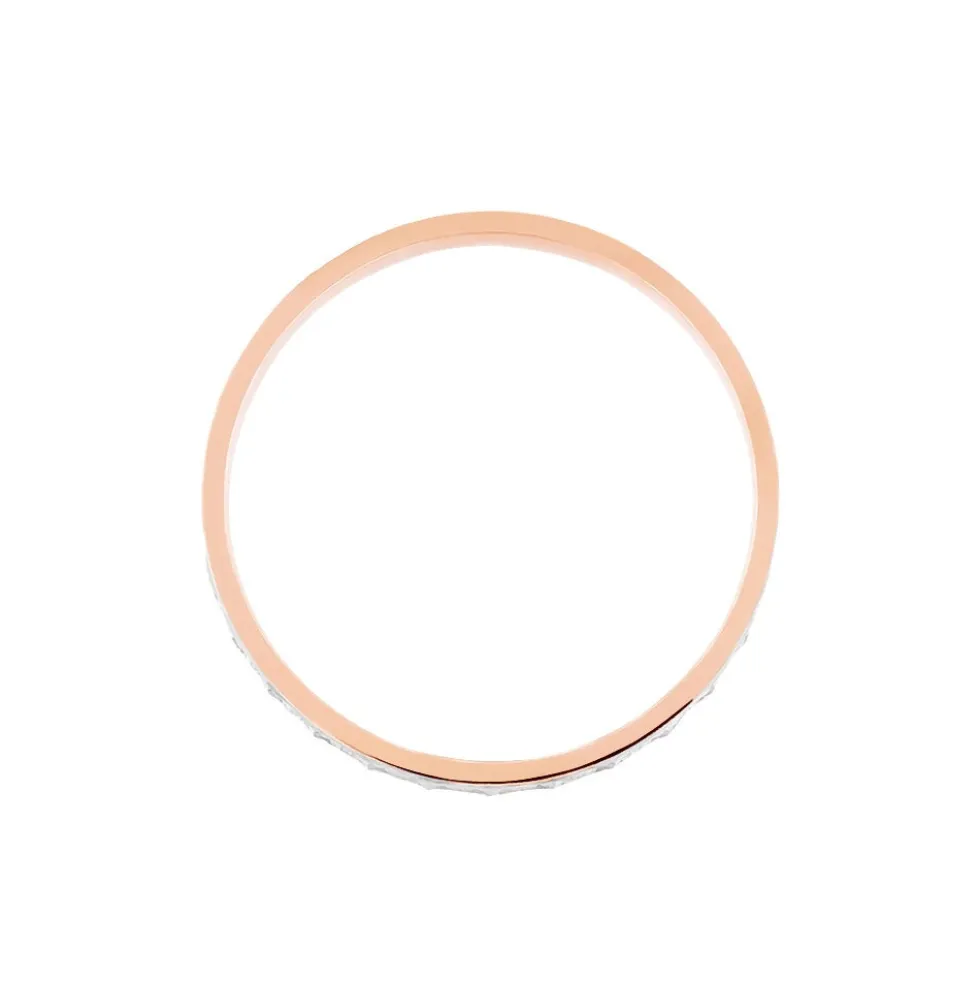 Alliance Fantaisie Diamantee Ruban Plat Or Bicolore