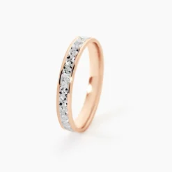 Alliance Fantaisie Diamantee Ruban Plat Or Bicolore