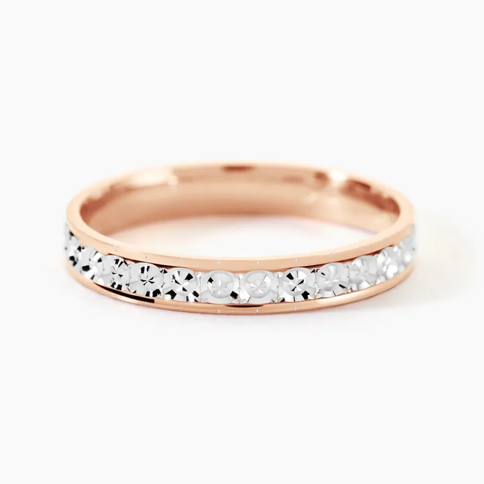 Alliance Fantaisie Diamantee Ruban Plat Or Bicolore