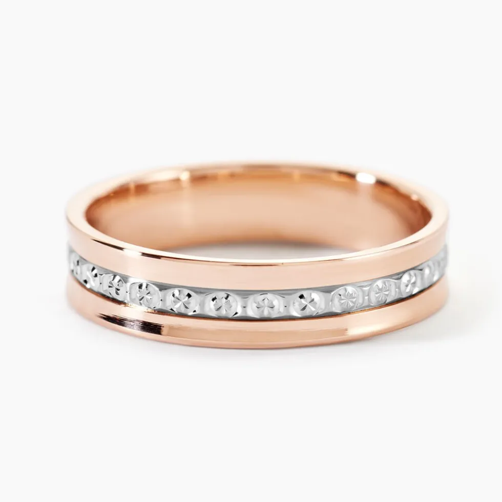 Alliance Fantaisie Diamantee Ruban Plat Or Bicolore