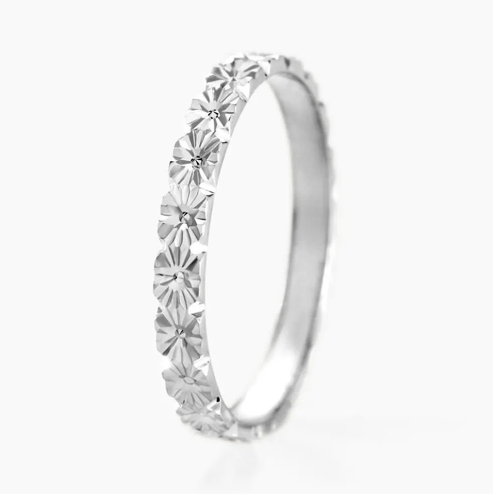 Alliance Fleur Diamantee Ruban Plat Or Blanc