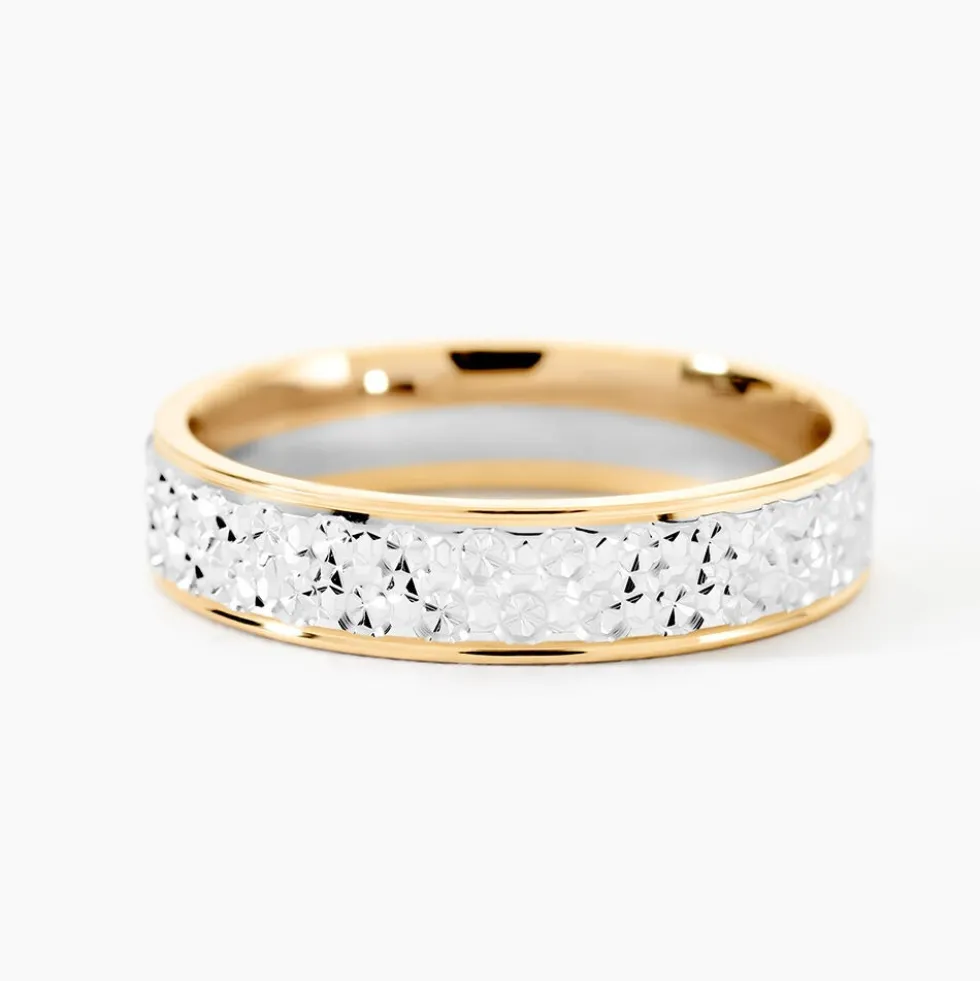Alliance Grain De Folie Diamantee Ruban Plat Or Bicolore