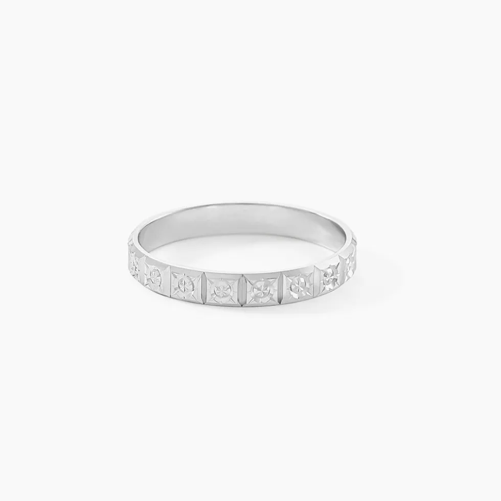 Alliance Marya Carree Diamantee Ruban Plat Or Blanc
