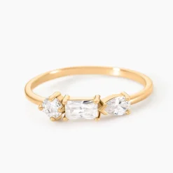 Bague Scintillante Plaque Or Jaune Oxyde De Zirconium