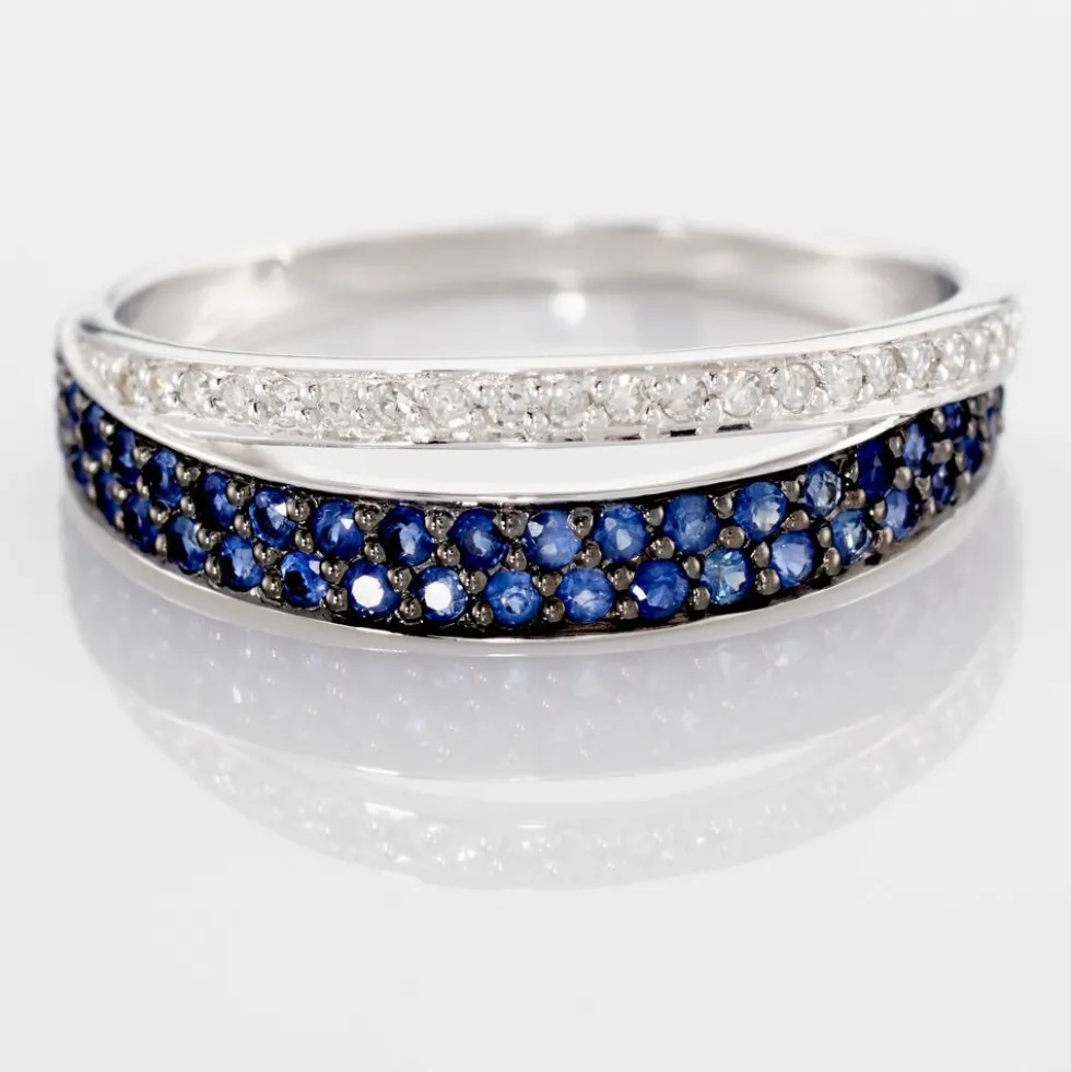 Bague Agapanthe Or Blanc Saphir Et Diamant