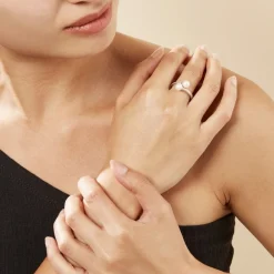 Bague Ajustable Argent Blanc Jeronimo Perle Oxydes De Zirconium