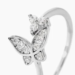 Bague Ajustable Cadfan Argent Blanc Oxyde De Zirconium