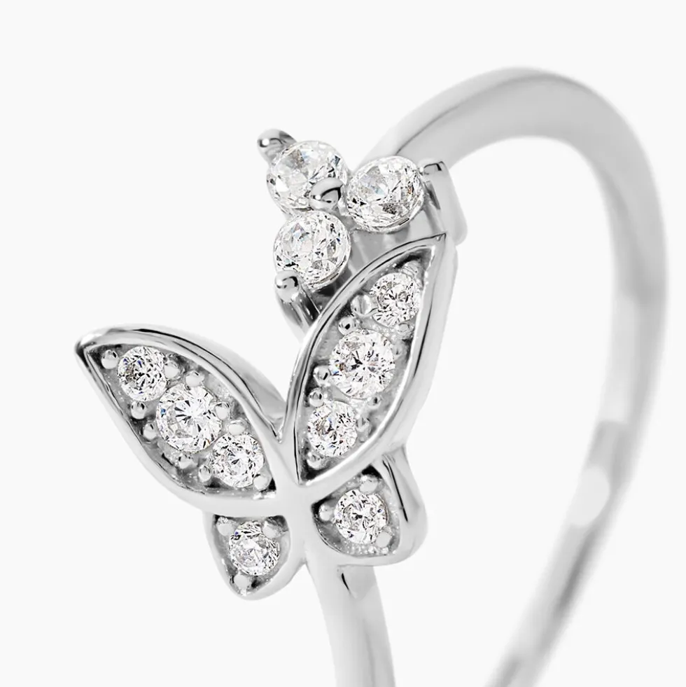Bague Ajustable Cadfan Argent Blanc Oxyde De Zirconium