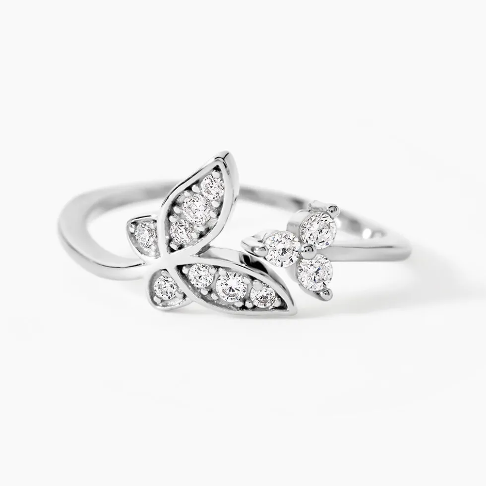 Bague Ajustable Cadfan Argent Blanc Oxyde De Zirconium