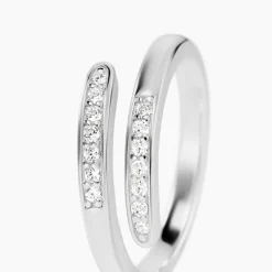 Bague Ajustable Mendel Argent Blanc Oxyde De Zirconium