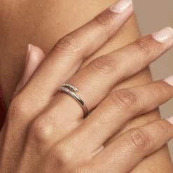 Bague Ajustable Mendel Argent Blanc Oxyde De Zirconium