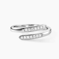 Bague Ajustable Mendel Argent Blanc Oxyde De Zirconium
