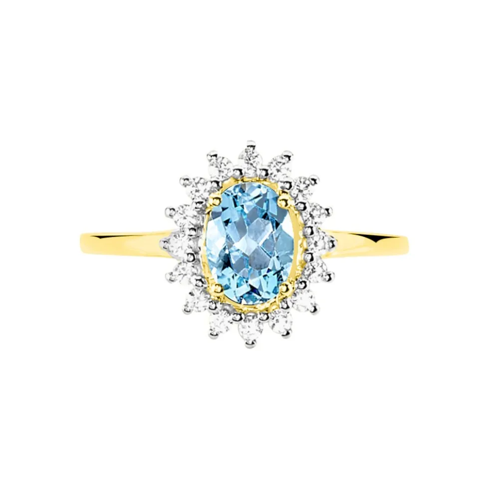Bague Allande Or Jaune Topaze Et Oxyde De Zirconium