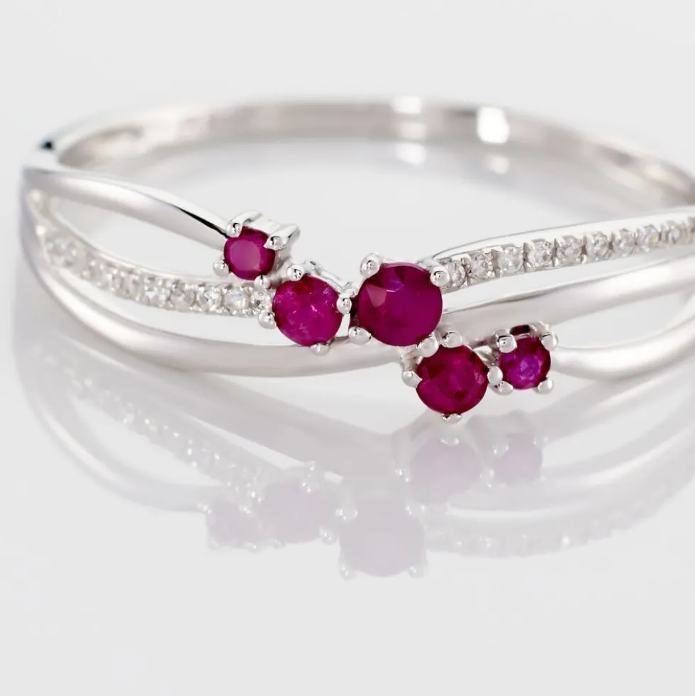 Bague Amarylis Or Blanc Rubis Diamant