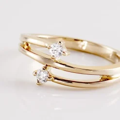 Bague Ana-lou Plaque Or Jaune Oxyde De Zirconium
