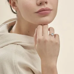 Bague Andreani Or Blanc Topaze Et Oxyde De Zirconium
