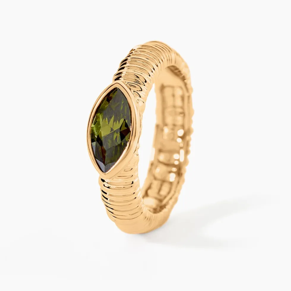 Bague Angelica Plaque Or Jaune Oxyde De Zirconium