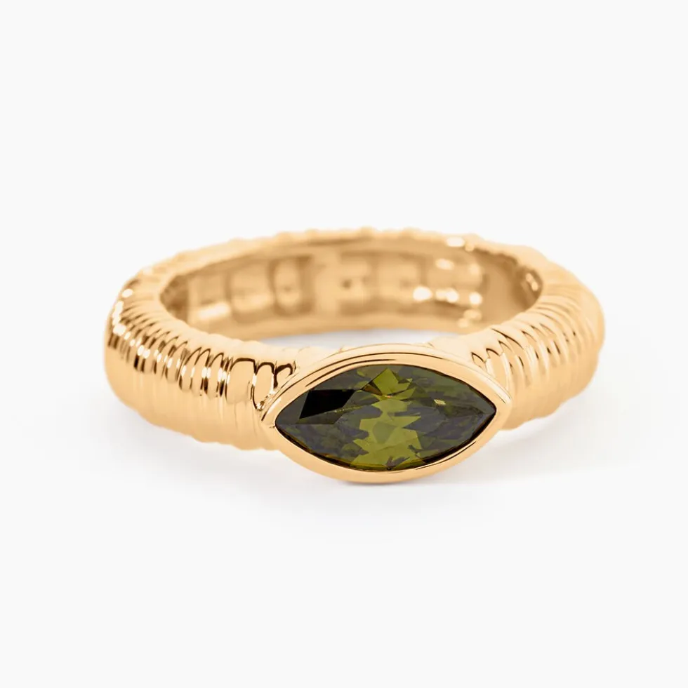 Bague Angelica Plaque Or Jaune Oxyde De Zirconium