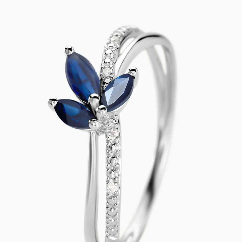 Bague Angie Or Blanc Saphir Diamant