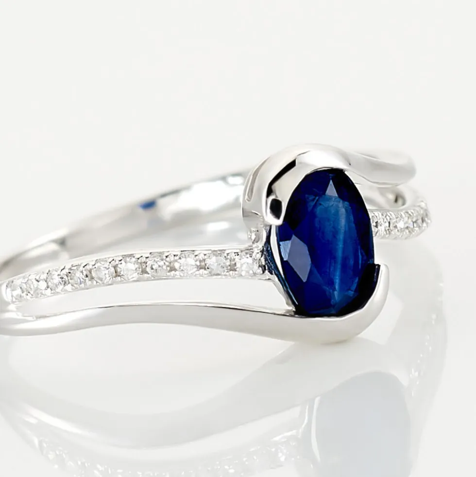 Bague Anja Or Blanc Saphir Et Diamant