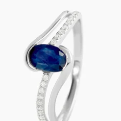Bague Anja Or Blanc Saphir Et Diamant