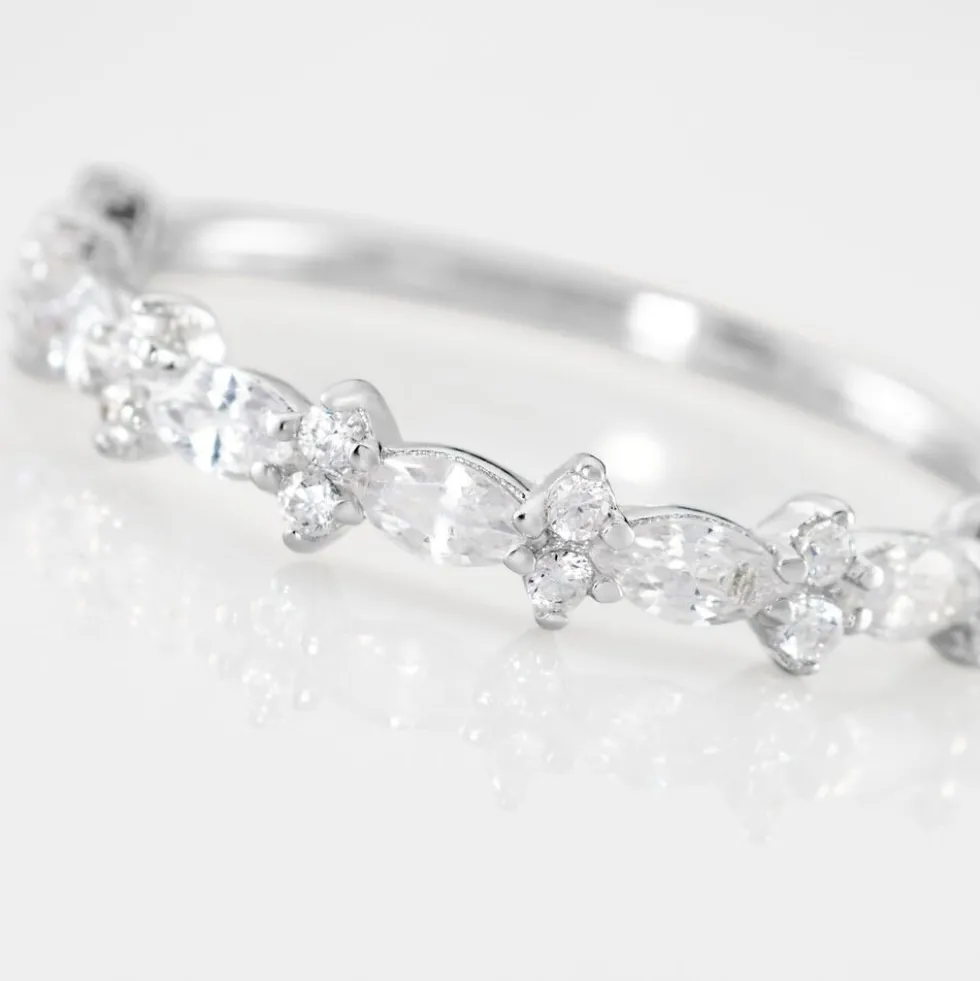 Bague Argent Blanc Eclat D'Aurore Oxydes De Zirconium