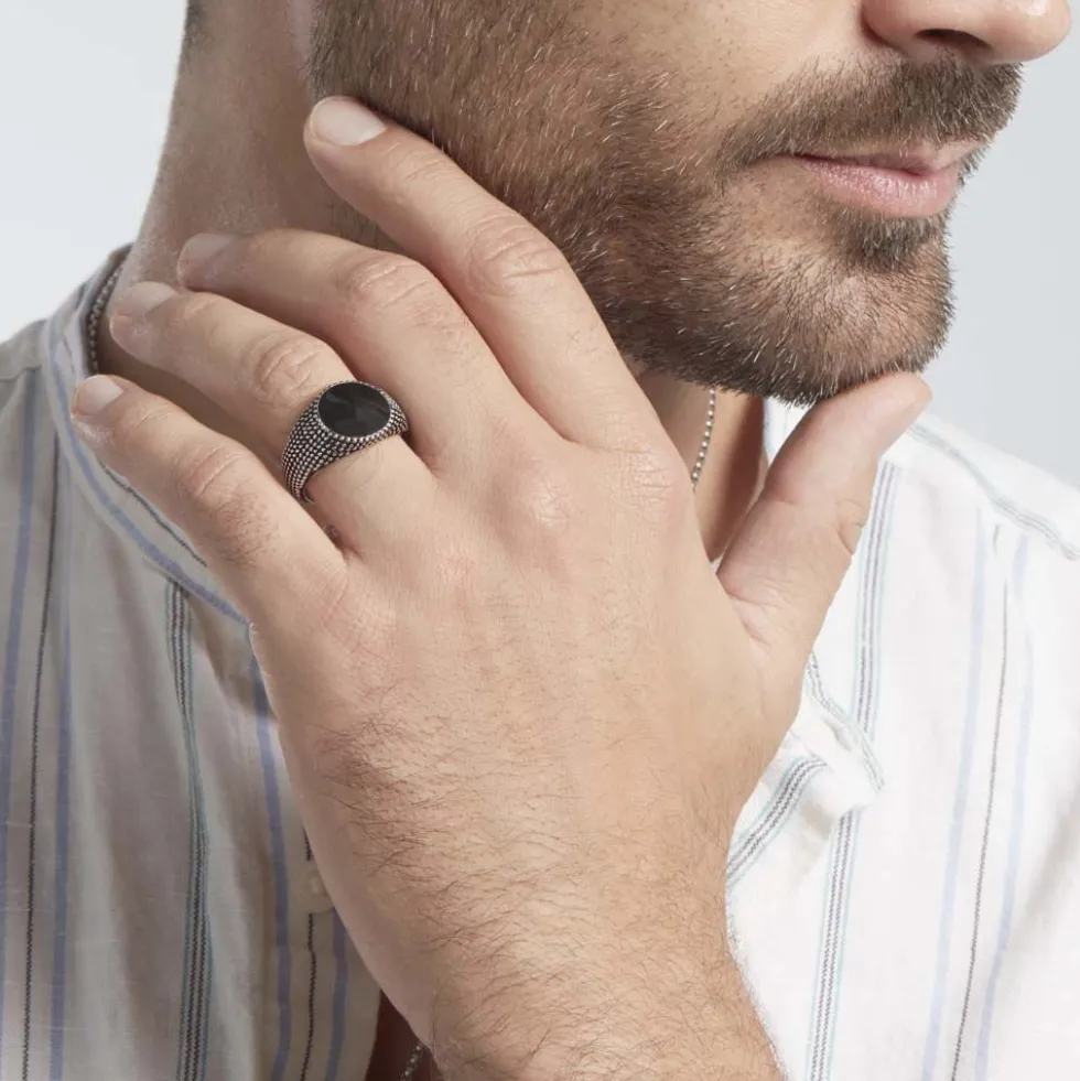 Bague Argent Blanc Tom Email Noir