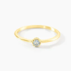 Bague Argent Jaune 925/1000 Cercle Topaze Bleu Sky