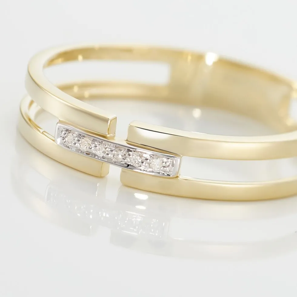 Bague Barrette Or Jaune Diamant