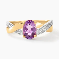 Bague Candice Or Jaune Amethyste