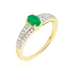 Bague Carlton Or Jaune Emeraude Diamant