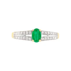 Bague Carlton Or Jaune Emeraude Diamant