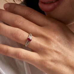Bague Carlton Or Jaune Rubis Diamant
